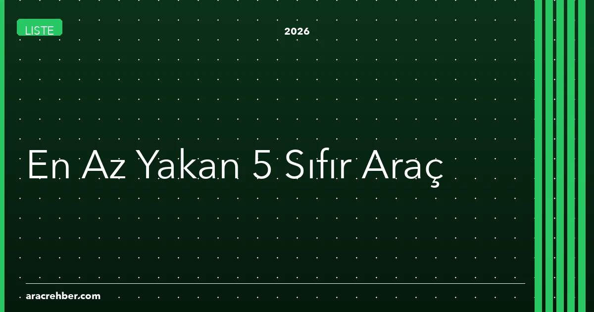 Türkiye'de 2026'da En Az Yakan 5 Sıfır Araç